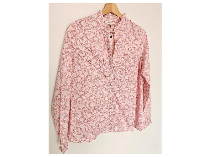Sézane Bluse mit Blumenmuster in Rosa und Weiß Pink - Ansicht 2