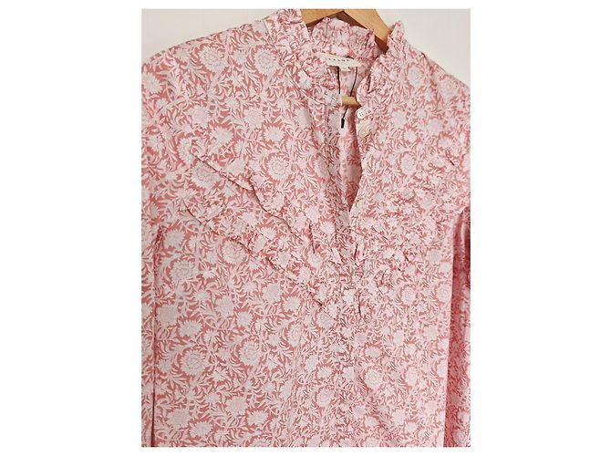 Sézane Bluse mit Blumenmuster in Rosa und Weiß Pink - Ansicht 3