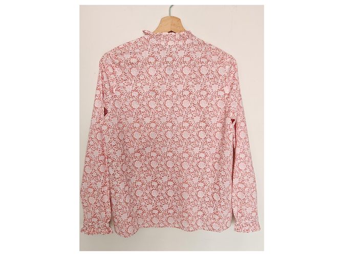 Sézane Bluse mit Blumenmuster in Rosa und Weiß Pink - Ansicht 7
