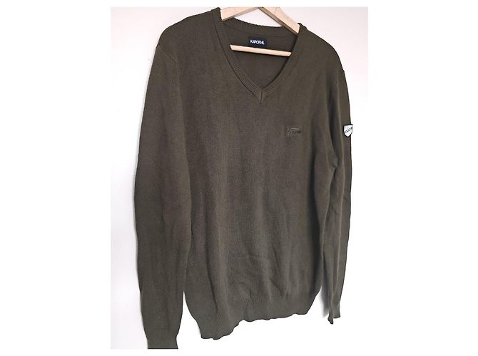 Autre Marque Kaporal V-Ausschnitt Pullover in Khaki-Grün Dunkelgrün - Ansicht 2
