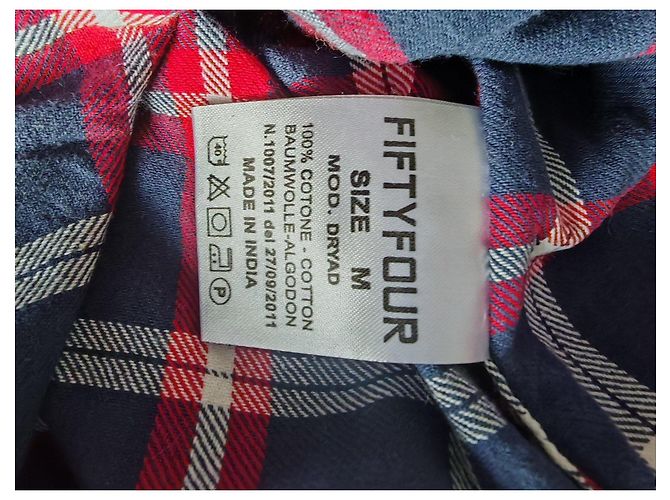 Autre Marque Camicia a quadri FIFTYFOUR DENIM da uomo - Blu/Rosso/Bianco - vista 8