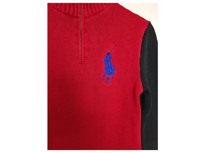 Polo Ralph Lauren 1/4 Zip Pullover - Rot/Schwarz Blau - Ansicht 3