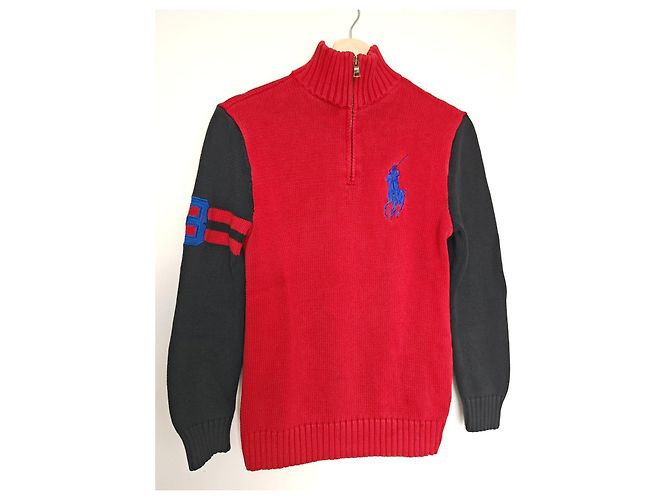 Polo Ralph Lauren 1/4 Zip Pullover - Rot/Schwarz Blau - Ansicht 4