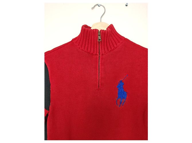 Polo Ralph Lauren 1/4 Zip Pullover - Rot/Schwarz Blau - Ansicht 5