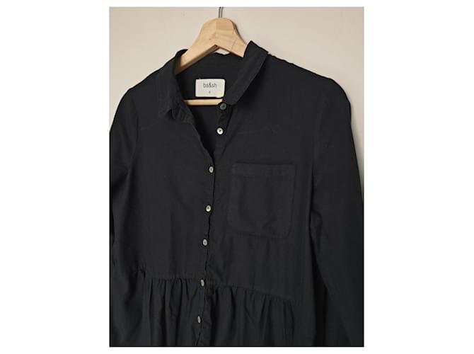 Ba&sh Camicia Nera con Volant Nero - vista 5