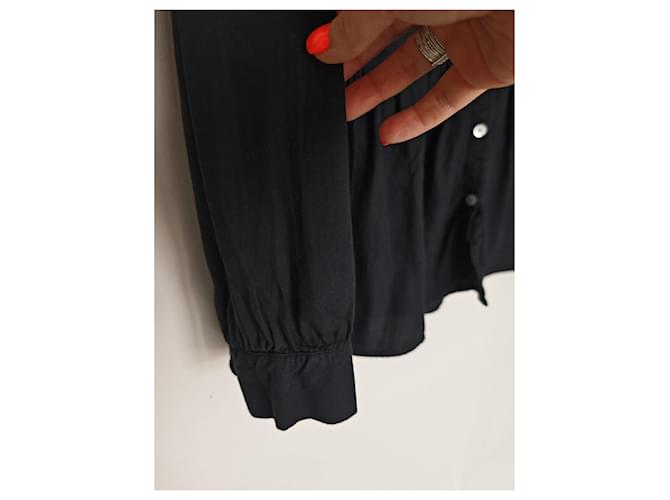 Ba&sh Camicia Nera con Volant Nero - vista 8
