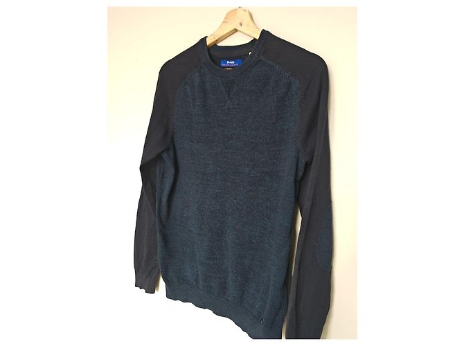 Autre Marque Jules marineblauer Baumwollpullover mit Ellbogen-Patches Dunkelblau - Ansicht 10