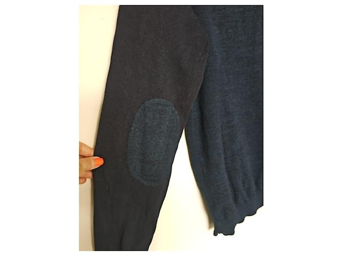 Autre Marque Jules marineblauer Baumwollpullover mit Ellbogen-Patches Dunkelblau - Ansicht 6