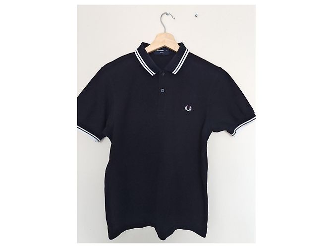 Polo Fred Perry Nero con Bordi Bianchi - vista 2