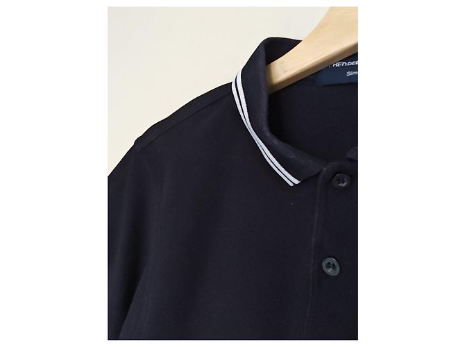 Polo Fred Perry Nero con Bordi Bianchi - vista 4