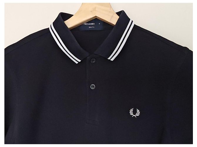 Polo Fred Perry Nero con Bordi Bianchi - vista 5