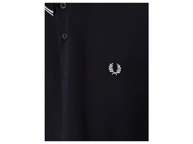 Polo Fred Perry Nero con Bordi Bianchi - vista 6