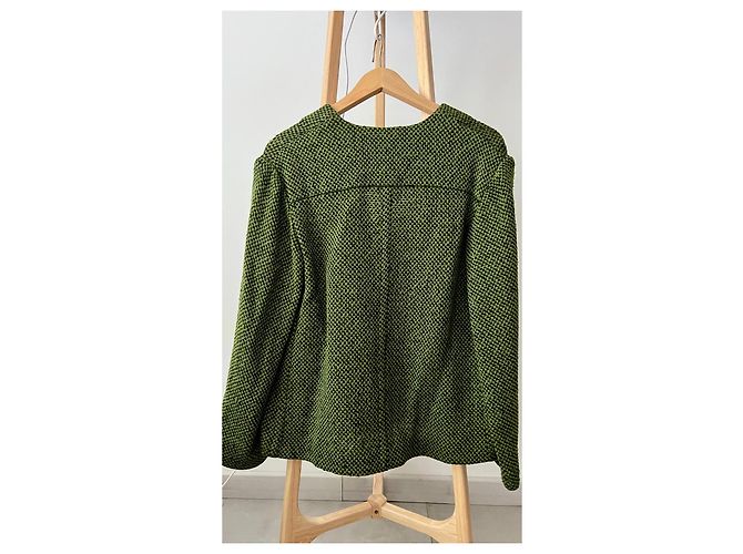 Yves Saint Laurent Rive Gauche Giacca in Tweed Verde e Nero - vista 4