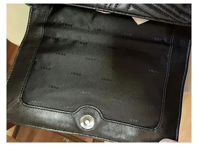 Borsa a tracolla DKNY Allen LG Flap in pelle di agnello Nero - vista 6