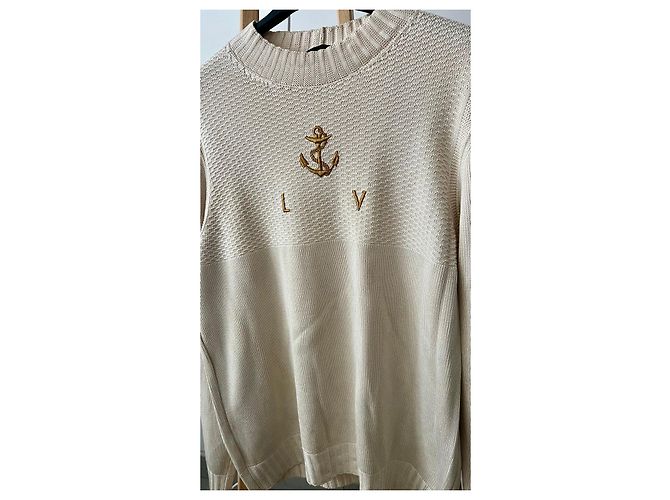 Louis Vuitton Pullover Wolle & Seide Beige mit Anker - Ansicht 2