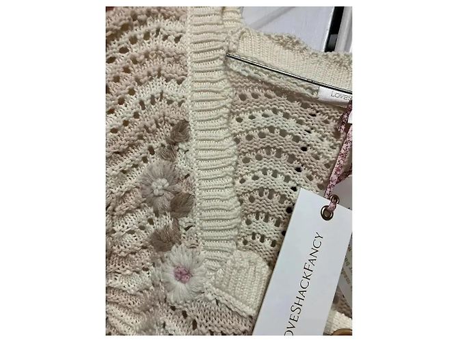 LoveShackFancy Strickcardigan mit Blumenstickerei Pink Beige Roh - Ansicht 5
