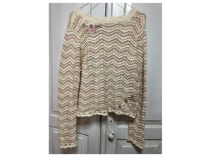LoveShackFancy Strickcardigan mit Blumenstickerei Pink Beige Roh - Ansicht 6