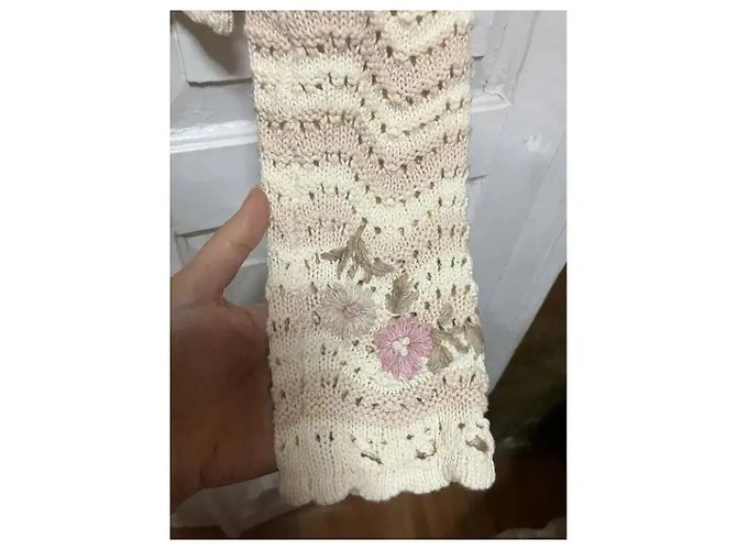 LoveShackFancy Strickcardigan mit Blumenstickerei Pink Beige Roh - Ansicht 7