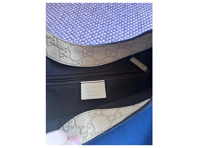 Borsa a mano Gucci in denim e pelle Bianco Blu - vista 10
