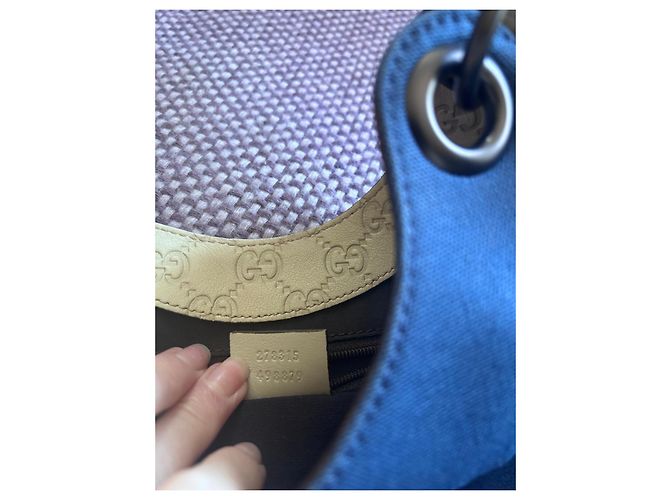 Borsa a mano Gucci in denim e pelle Bianco Blu - vista 11