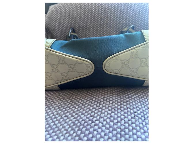Borsa a mano Gucci in denim e pelle Bianco Blu - vista 5