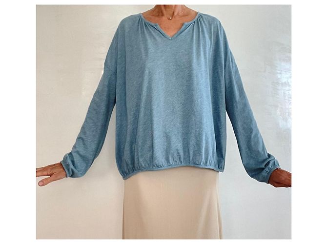 Autre Marque Muji T-shirt a maniche lunghe blu mélange - vista 13