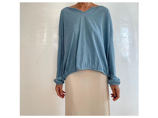 Autre Marque Muji T-shirt a maniche lunghe blu mélange - vista 14