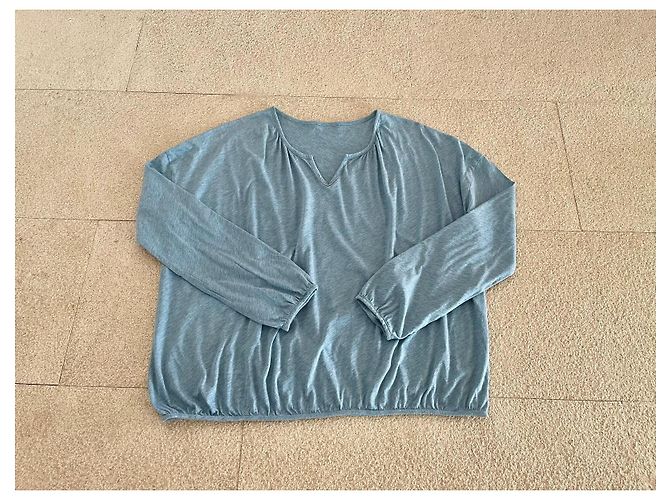 Autre Marque Muji T-shirt a maniche lunghe blu mélange - vista 3