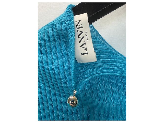 Lanvin Türkises geripptes Strickoberteil Blau - Ansicht 2