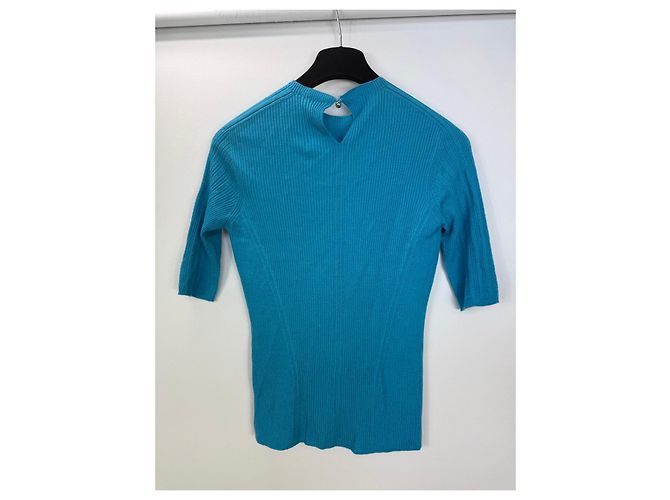 Lanvin Türkises geripptes Strickoberteil Blau - Ansicht 3