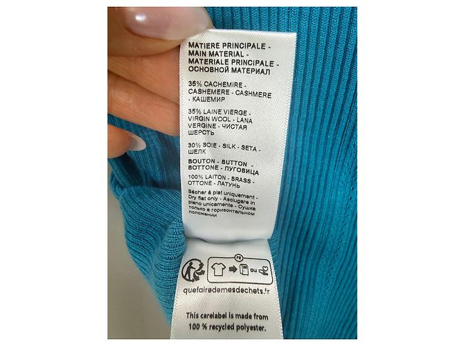 Lanvin Türkises geripptes Strickoberteil Blau - Ansicht 5