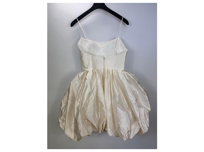 Autre Marque Rasario Mini-Kleid aus weißer Seide mit Bubble-Saum - Ansicht 2