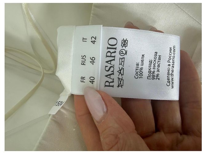 Autre Marque Rasario Mini-Kleid aus weißer Seide mit Bubble-Saum - Ansicht 3