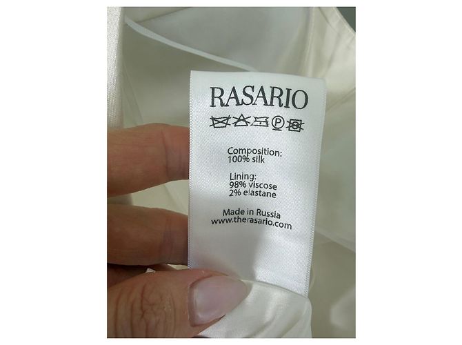 Autre Marque Rasario Mini-Kleid aus weißer Seide mit Bubble-Saum - Ansicht 4