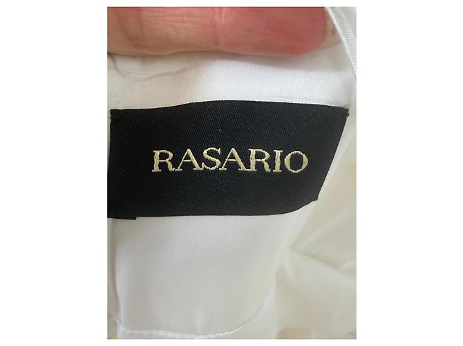 Autre Marque Rasario Mini-Kleid aus weißer Seide mit Bubble-Saum - Ansicht 5