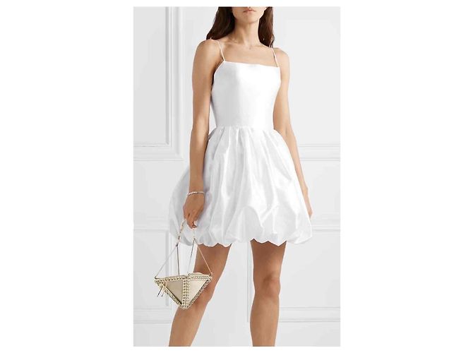Autre Marque Rasario Mini-Kleid aus weißer Seide mit Bubble-Saum - Ansicht 6