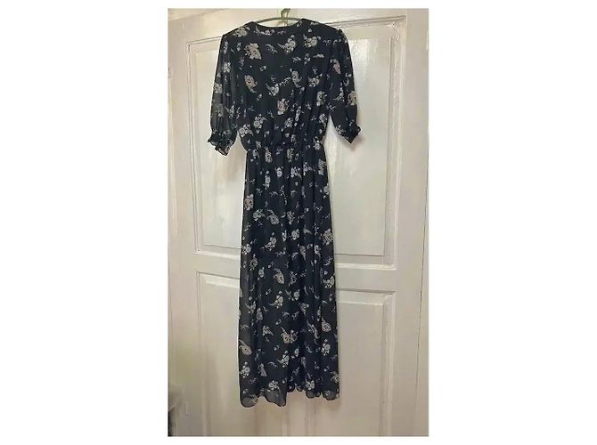 Autre Marque Maxikleid mit schwarzem Blumenprint Weiß - Ansicht 3