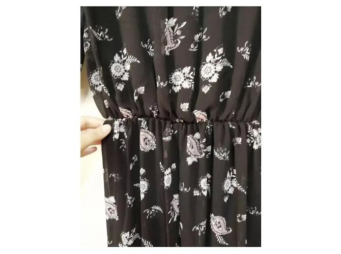 Autre Marque Maxikleid mit schwarzem Blumenprint Weiß - Ansicht 5