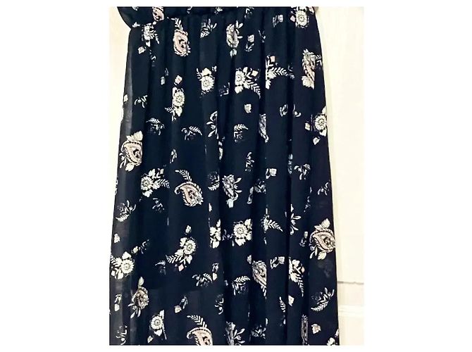 Autre Marque Maxikleid mit schwarzem Blumenprint Weiß - Ansicht 6