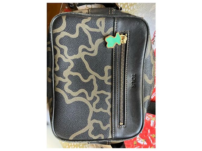 Autre Marque TOUS Kaos Mini - Borsa a tracolla in tela monogramma nero e beige - vista 11