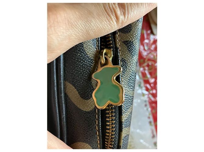 Autre Marque TOUS Kaos Mini - Borsa a tracolla in tela monogramma nero e beige - vista 12