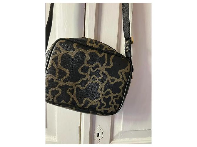 Autre Marque TOUS Kaos Mini - Borsa a tracolla in tela monogramma nero e beige - vista 2