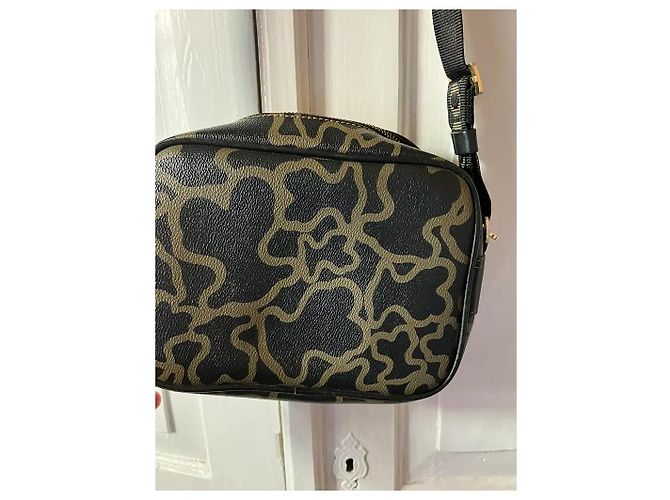 Autre Marque TOUS Kaos Mini - Borsa a tracolla in tela monogramma nero e beige - vista 3