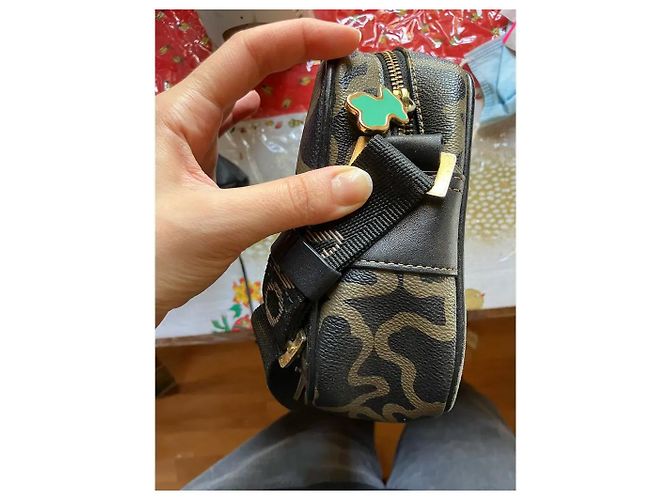 Autre Marque TOUS Kaos Mini - Borsa a tracolla in tela monogramma nero e beige - vista 6
