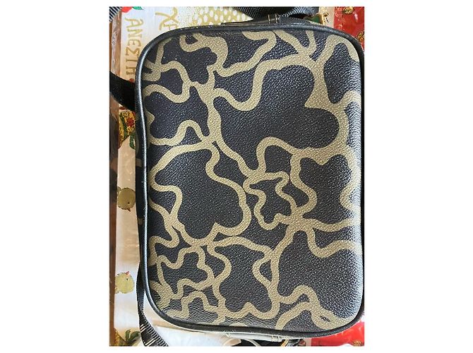 Autre Marque TOUS Kaos Mini - Borsa a tracolla in tela monogramma nero e beige - vista 8
