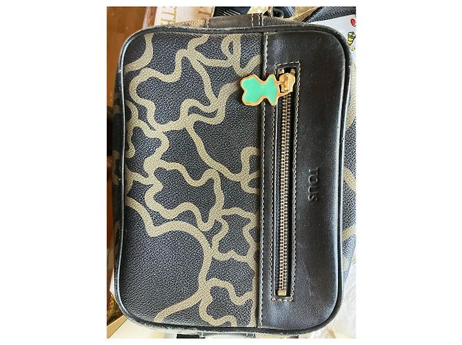 Autre Marque TOUS Kaos Mini - Borsa a tracolla in tela monogramma nero e beige - vista 9