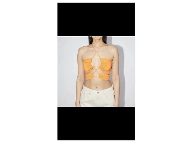 Autre Marque LeGer by Lena Gercke Top Gola Halter Franzido Castanho Marrom - vista 5