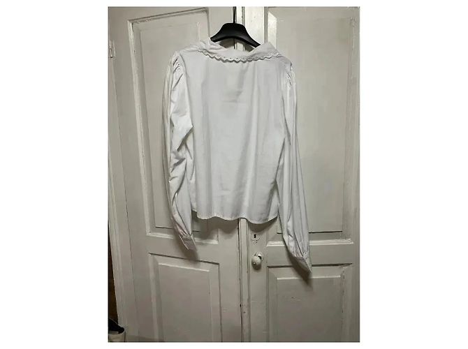 Autre Marque Blusa Pimkie de algodón blanca con cuello de broderie anglaise - vista 3