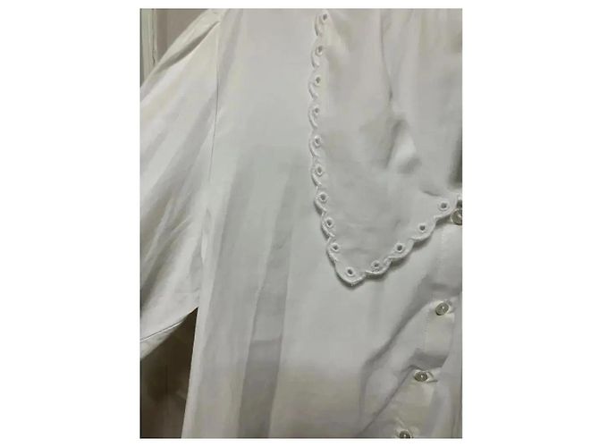 Autre Marque Blusa Pimkie de algodón blanca con cuello de broderie anglaise - vista 4