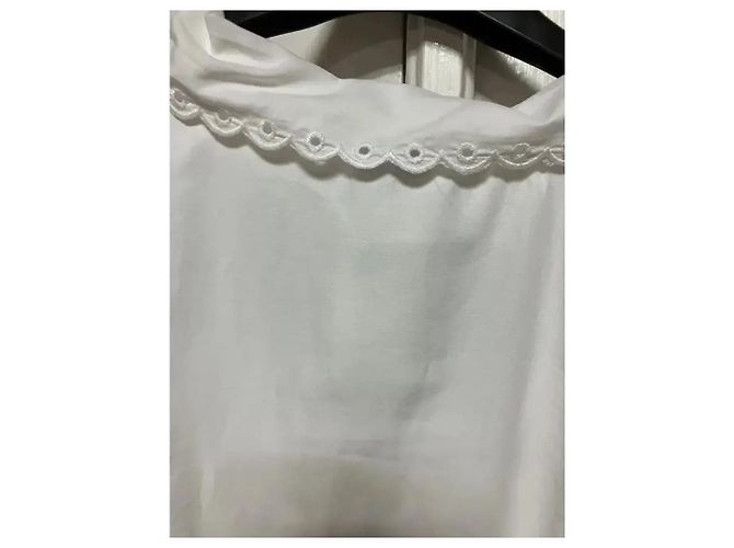 Autre Marque Blusa Pimkie de algodón blanca con cuello de broderie anglaise - vista 5